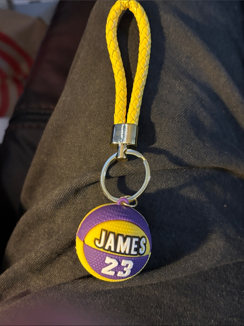 James 23 Yellow & Purple Keychain Fob